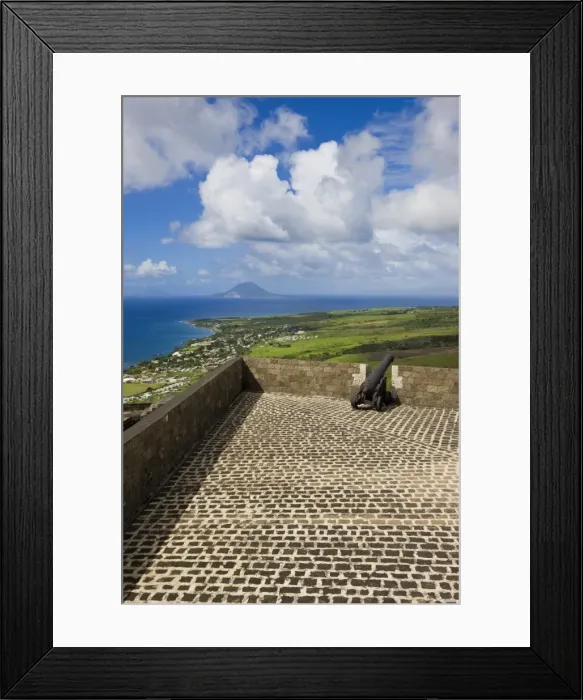 Framed Print : Elevated view of Brimstone Hill Fortress, looking towards St. Eustatius Island
