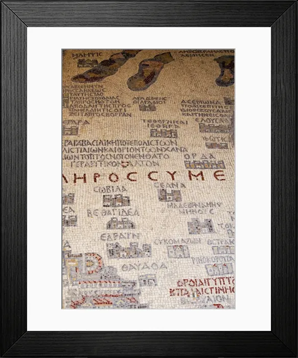 Framed Print : Mosaics showing map of Palestine, St. George Orthodox Christian Church Framed Print : Mosaics showing map of Palestine, St. George Orthodox Christian Church
