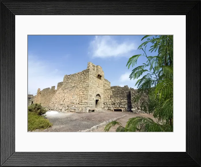Framed Print : Main gate and fort walls, Qasr al Azraq Fort, where T. E. Lawrence (Lawrence of Arabia) had his headquarters in 1917, Jordan Framed Print : Main gate and fort walls, Qasr al Azraq Fort, where T. E. Lawrence (Lawrence of Arabia) had his headquarters in 1917, Jordan