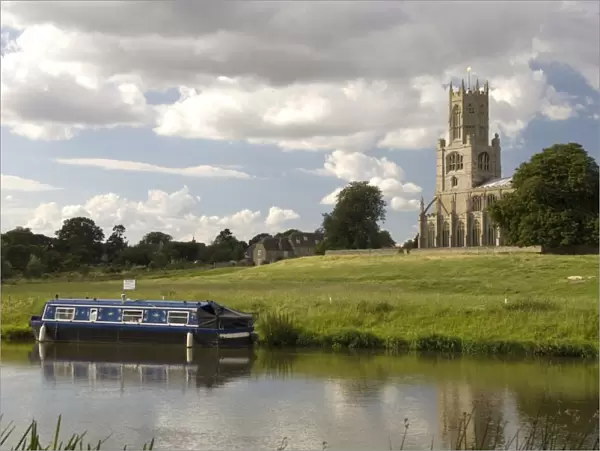 Fotheringhay church and the River Nene, Northamptonshire, England, United Kingdom, Europe