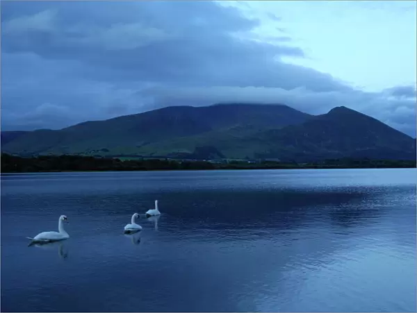 Twilight at Bassenthwaite Lake, Lake District National Park, Cumbria, England