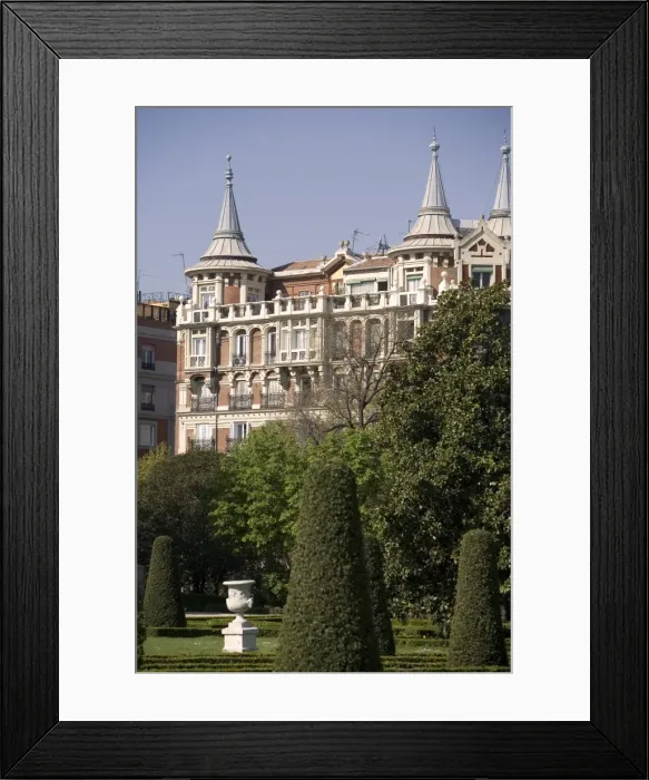 Framed Print : Retiro Park and building outside the park, Madrid, Spain, Europe Framed Print : Retiro Park and building outside the park, Madrid, Spain, Europe