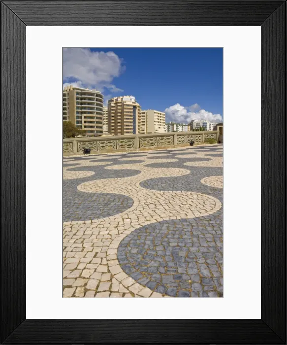 Framed Print : Black and white cobble design on the promenade above Praia da Rocha beach Framed Print : Black and white cobble design on the promenade above Praia da Rocha beach