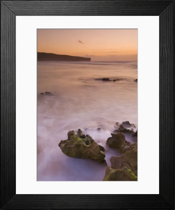Framed Print : Sunset over blurred milky water, Amoreira beach near Alzejur, Algarve, Portugal, Europe Framed Print : Sunset over blurred milky water, Amoreira beach near Alzejur, Algarve, Portugal, Europe