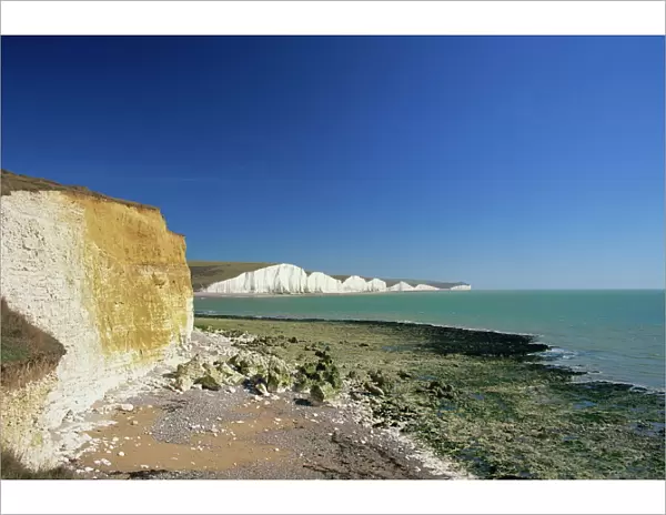 View to the Seven Sisters from beach below Seaford Head, East Sussex, England