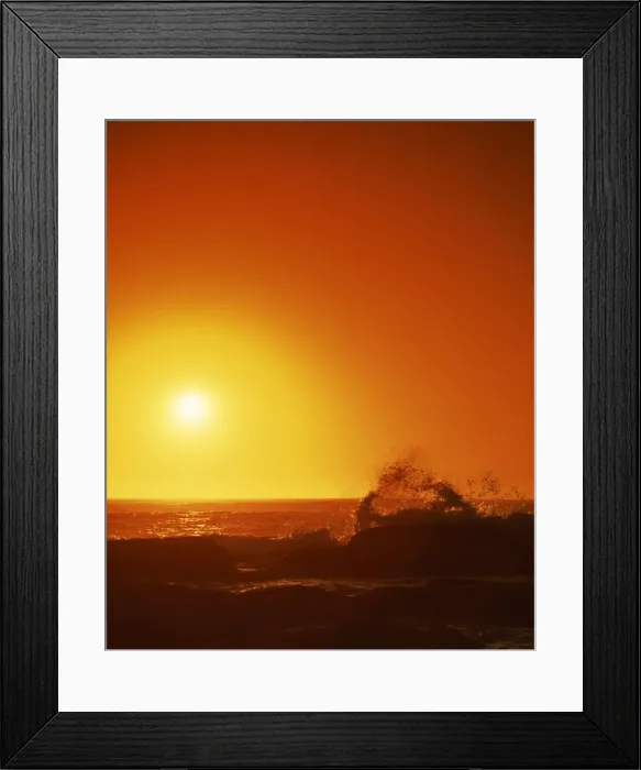 Framed Print : Sunset over the Indian Ocean, with waves breaking on coastline of Prevwlly Framed Print : Sunset over the Indian Ocean, with waves breaking on coastline of Prevwlly