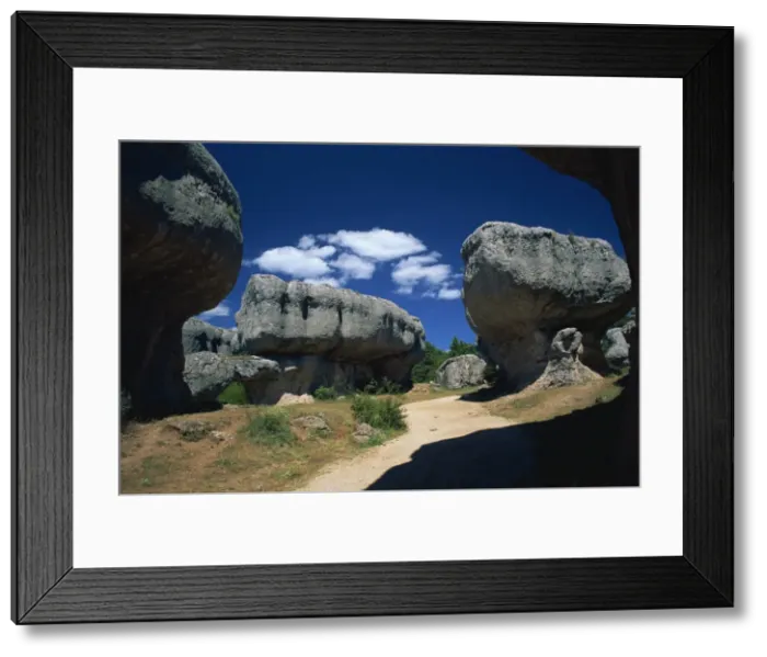 Framed Print : Spectacular limestone formations, Ciudad Encantada, Cuenca, Castilla-La Mancha