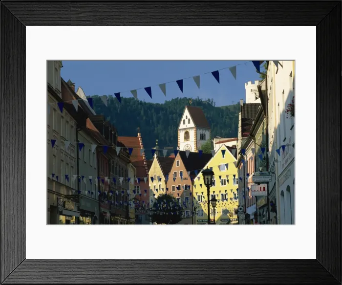 Framed Print : View along the Reichenstrasse to the monastery of St. Mang, Fussen, Bavaria Framed Print : View along the Reichenstrasse to the monastery of St. Mang, Fussen, Bavaria