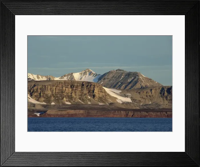 Framed Print : Summer reveals cliffs and mountains, Kongsfjorden, Svalbard, Arctic, Norway Framed Print : Summer reveals cliffs and mountains, Kongsfjorden, Svalbard, Arctic, Norway