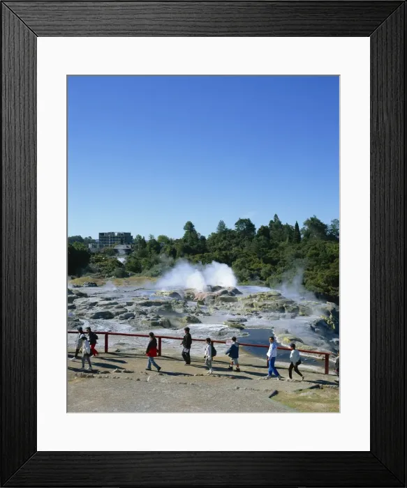 Framed Print : Tourists visiting the Whakarewarewa Thermal Reserve in Rotorua, South Auckland Framed Print : Tourists visiting the Whakarewarewa Thermal Reserve in Rotorua, South Auckland