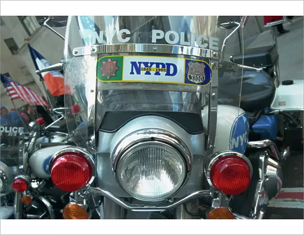 Police Harley Davidson motorbike, New York City, New York, United States of America