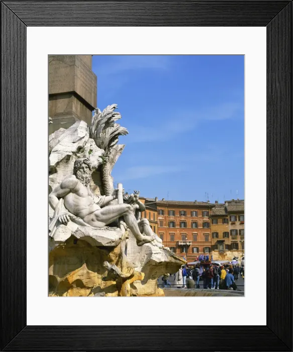 Framed Print : Statue in the Piazza Navona in Rome, Lazio, Italy, Europe Framed Print : Statue in the Piazza Navona in Rome, Lazio, Italy, Europe