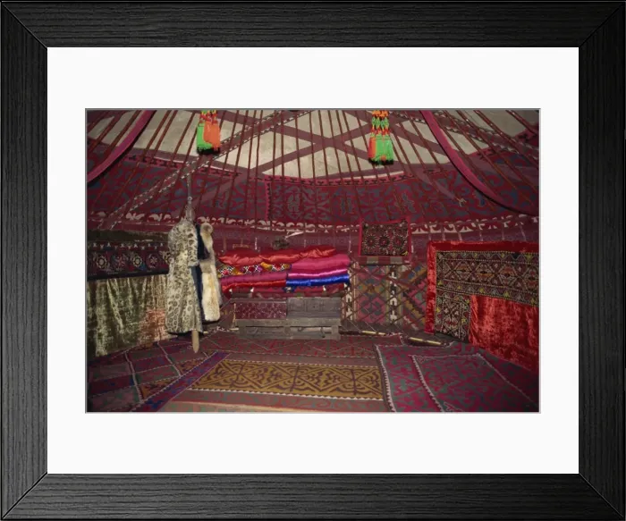 Framed Print : Interior of a traditional yurt, Bishkek, Kyrgyzstan, Central Asia, Asia Framed Print : Interior of a traditional yurt, Bishkek, Kyrgyzstan, Central Asia, Asia