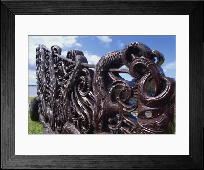 Framed Print : Maori carving, bow of a canoe, Okahu Bay, Auckland, North Island, New Zealand, Pacific Framed Print : Maori carving, bow of a canoe, Okahu Bay, Auckland, North Island, New Zealand, Pacific