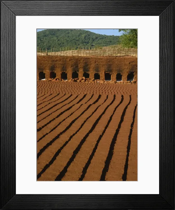 Framed Print : Lines of bricks drying in the sun, ready for firing, Orissa state, India, Asia Framed Print : Lines of bricks drying in the sun, ready for firing, Orissa state, India, Asia