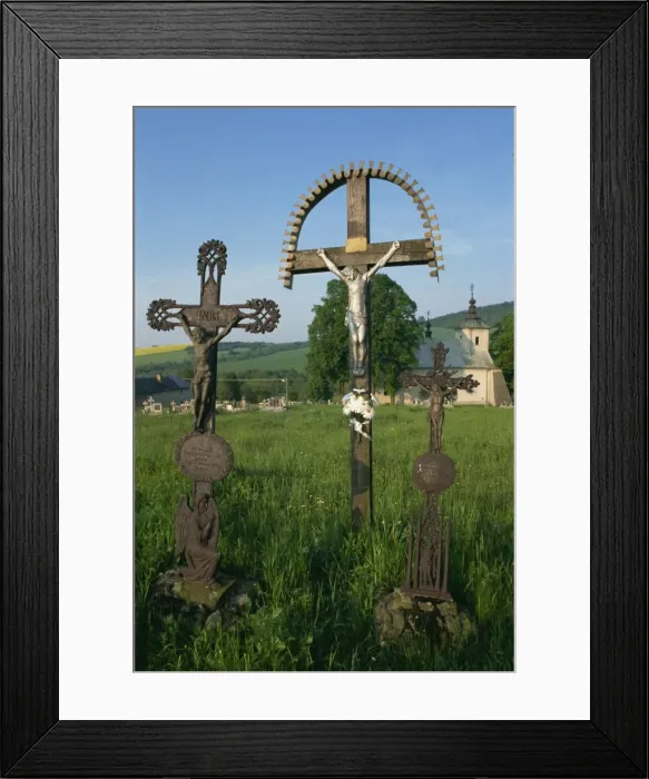 Framed Print : Orthodox crucifixes, near Bardejov, Slovakia, Europe Framed Print : Orthodox crucifixes, near Bardejov, Slovakia, Europe