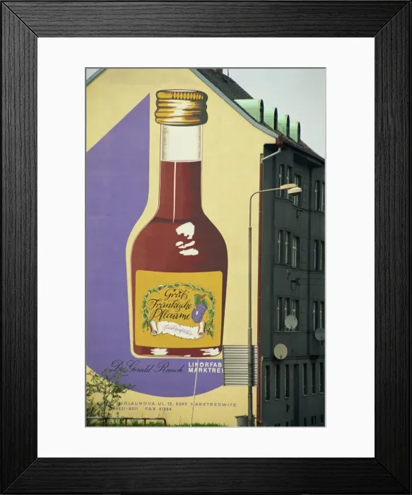 Framed Print : Liqueur advertisement on side of building, Most, North Bohemia, Czech Republic, Europe Framed Print : Liqueur advertisement on side of building, Most, North Bohemia, Czech Republic, Europe