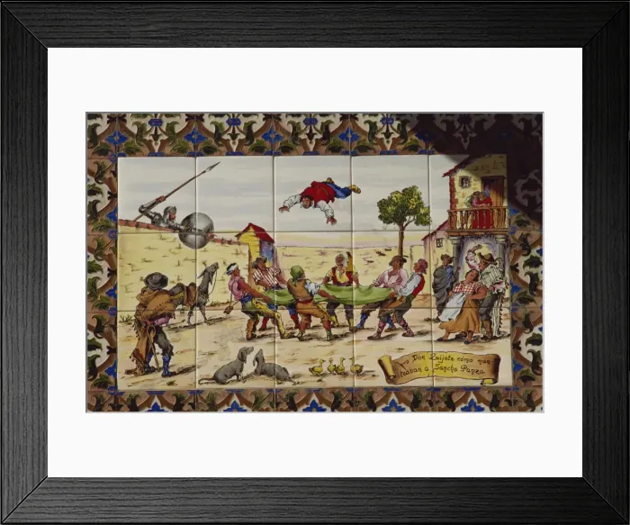 Framed Print : Painted wall tiles of Don Quixote, Toledo, Castilla La Mancha, Spain, Europe Framed Print : Painted wall tiles of Don Quixote, Toledo, Castilla La Mancha, Spain, Europe