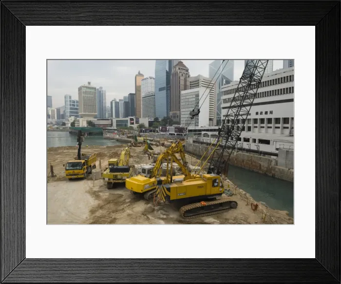 Framed Print : Land reclamation project under way in Central, Hong Kong Island, Hong Kong, China, Asia Framed Print : Land reclamation project under way in Central, Hong Kong Island, Hong Kong, China, Asia