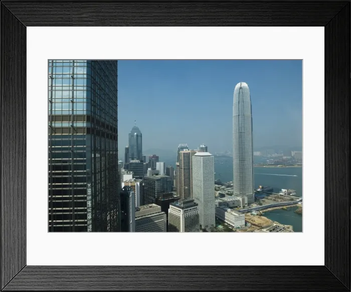 Framed Print : Aerial view of Central, Hong Kong Island, Two IFC Building on the right Framed Print : Aerial view of Central, Hong Kong Island, Two IFC Building on the right