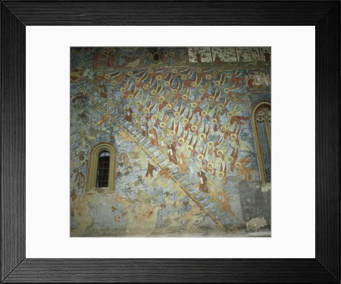 Framed Print : The Virtuous Ladder with 30 steps from hell to paradise, church dating from 1586 Framed Print : The Virtuous Ladder with 30 steps from hell to paradise, church dating from 1586