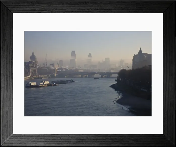 Framed Print : Early morning fog hangs over St. Pauls Cathedral and the City of London Framed Print : Early morning fog hangs over St. Pauls Cathedral and the City of London