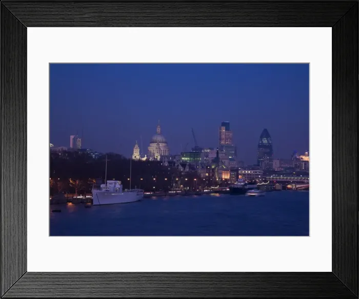 Framed Print : St. Pauls Cathedral and the City of London skyline at night, London Framed Print : St. Pauls Cathedral and the City of London skyline at night, London