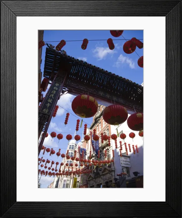 Framed Print : Chinese lanterns decorate Gerrard Street and surrounding streets during Chinese New Year celebrations, Chinatown, Soho, London, England, United Framed Print : Chinese lanterns decorate Gerrard Street and surrounding streets during Chinese New Year celebrations, Chinatown, Soho, London, England, United