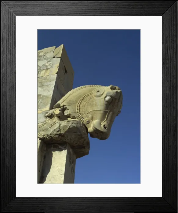 Framed Print : Detail, carving of horse on gateway to Hall of One Hundred columns, Persepolis Framed Print : Detail, carving of horse on gateway to Hall of One Hundred columns, Persepolis