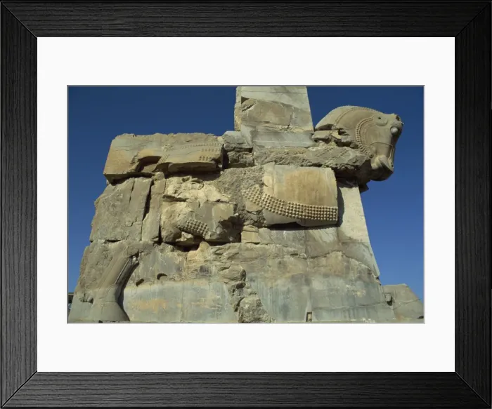 Framed Print : Detail, carving of horse on gateway to Hall of One Hundred columns, Persepolis Framed Print : Detail, carving of horse on gateway to Hall of One Hundred columns, Persepolis