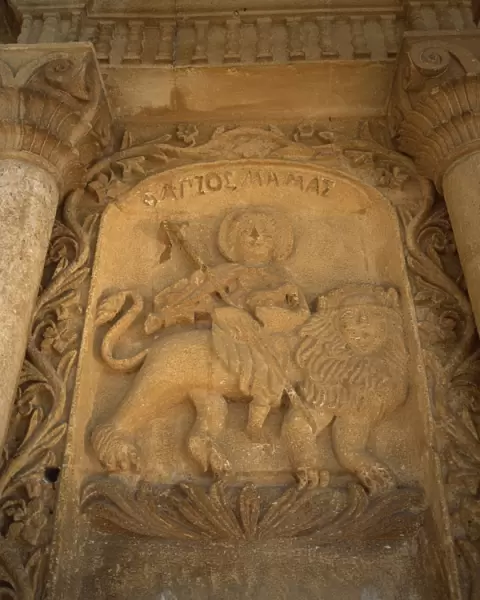 Mamas (Morphou) tamed and rode lion with lamb, Church of the tomb of St