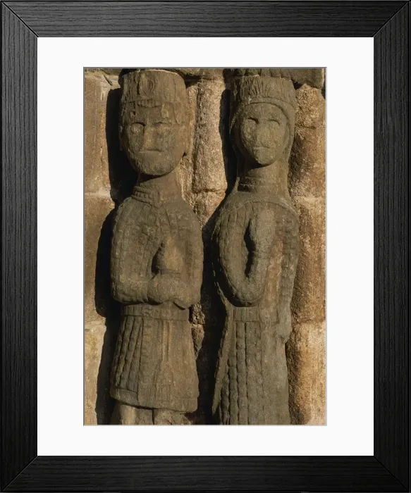 Framed Print : 15th century slate figures in 11th century dress, Old Castile, Spain, Europe Framed Print : 15th century slate figures in 11th century dress, Old Castile, Spain, Europe