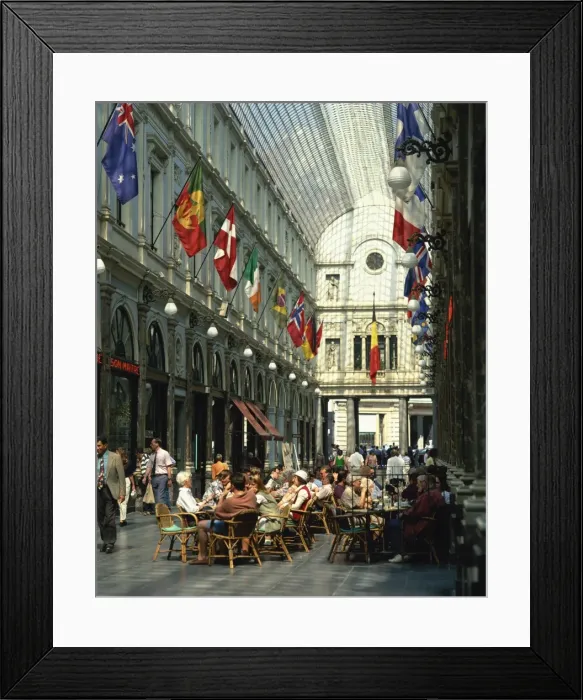 Framed Print : Cafes in Gallerie St. Hubert, Brussels, Belgium, Europe Framed Print : Cafes in Gallerie St. Hubert, Brussels, Belgium, Europe