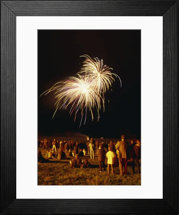 Framed Print : Crowd watching fireworks display, United Kingdom, Europe Framed Print : Crowd watching fireworks display, United Kingdom, Europe