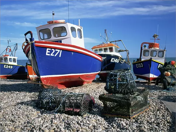 Fishing boats on the beach at Beer in Devon, England, United Kingdom, Europe
