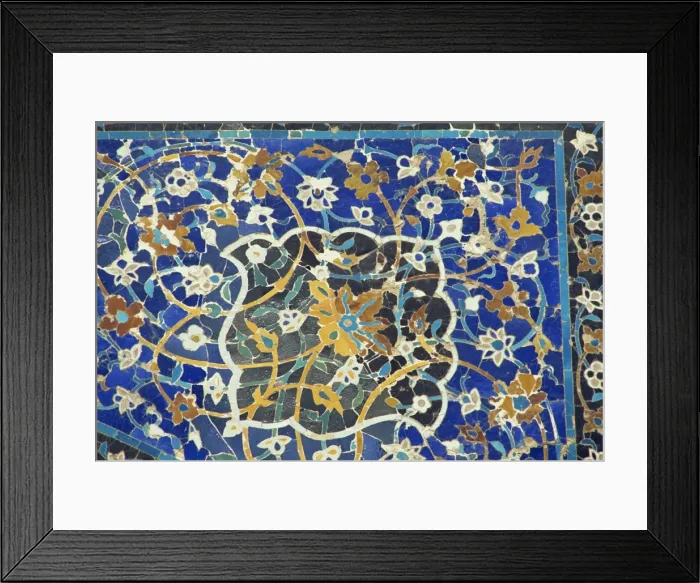 Framed Print : Ceramic detail, Mir-i-Arab madrasah facade, Bukhara, Uzbekistan, Central Asia, Asia