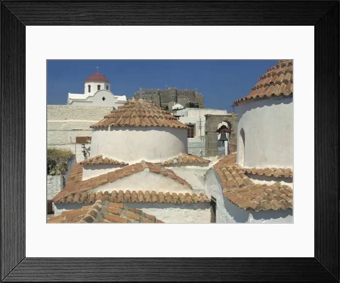 Framed Print : Aerial view of the roof of the St. John Monastery, Hora, Patmos, UNESCO World Heritage Site Framed Print : Aerial view of the roof of the St. John Monastery, Hora, Patmos, UNESCO World Heritage Site