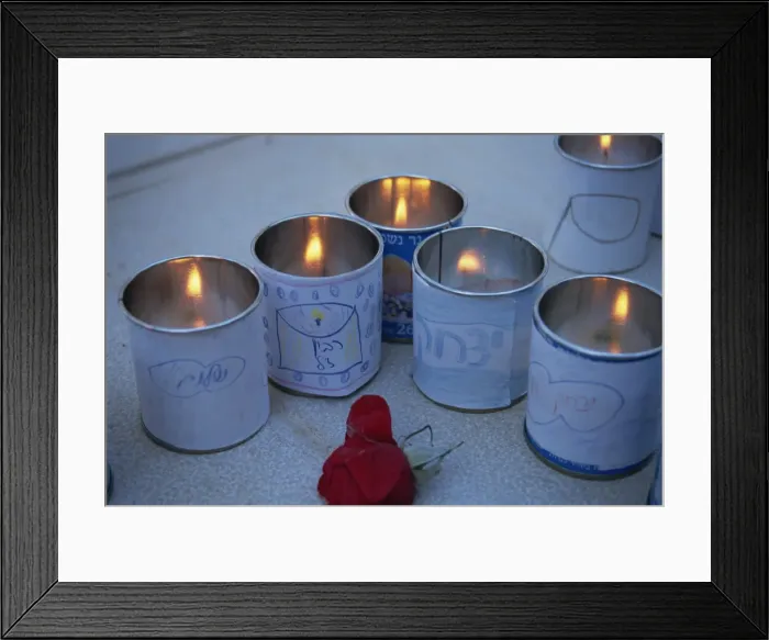 Framed Print : Memorial candles and childrens drawings at the tomb of Yitzak Rabin in Jerusalem Framed Print : Memorial candles and childrens drawings at the tomb of Yitzak Rabin in Jerusalem