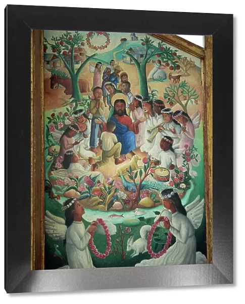 Vision of heaven, tryptych panel painted by Wilson Bigaud in 1957, Port au Prince