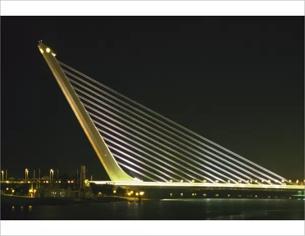 Alamillo Bridge, built for Expo 92, Seville, Andalucia, Spain, Europe