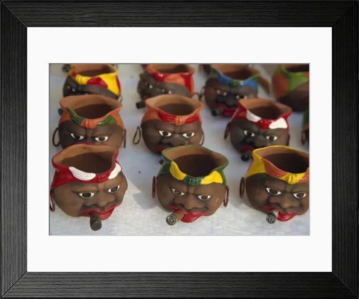 Framed Print : Traditional colourful pottery characters, Cuba, West Indies, Central America Framed Print : Traditional colourful pottery characters, Cuba, West Indies, Central America