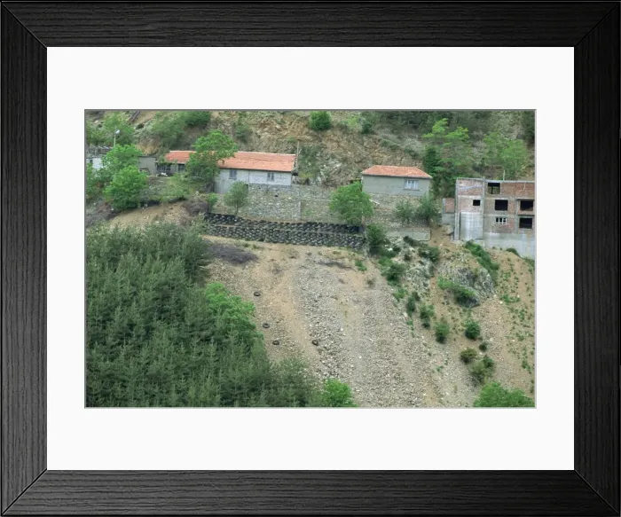 Framed Print : Old tyres used to form terracing in attempt to halt erosion, near Ernareka Framed Print : Old tyres used to form terracing in attempt to halt erosion, near Ernareka