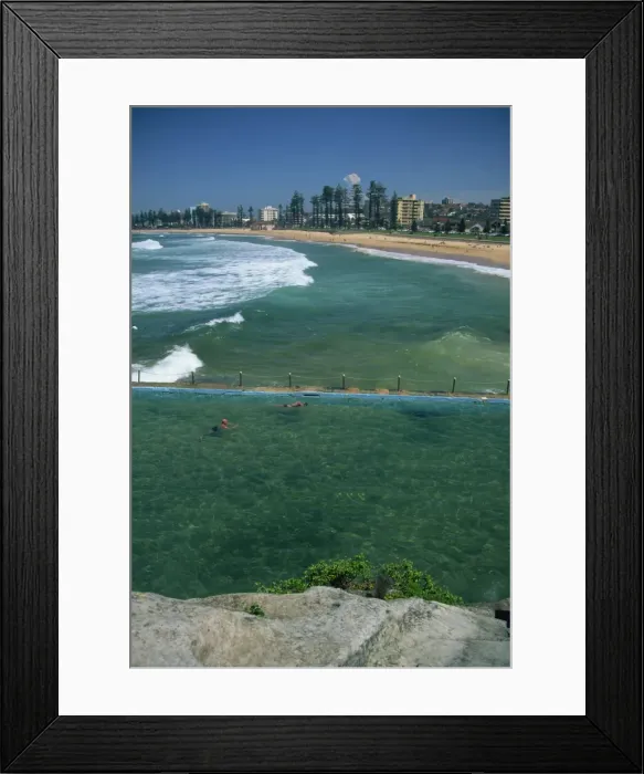 Framed Print : Salt water swimming pool with swimmers, Manly Beach, Sydney, New South Wales