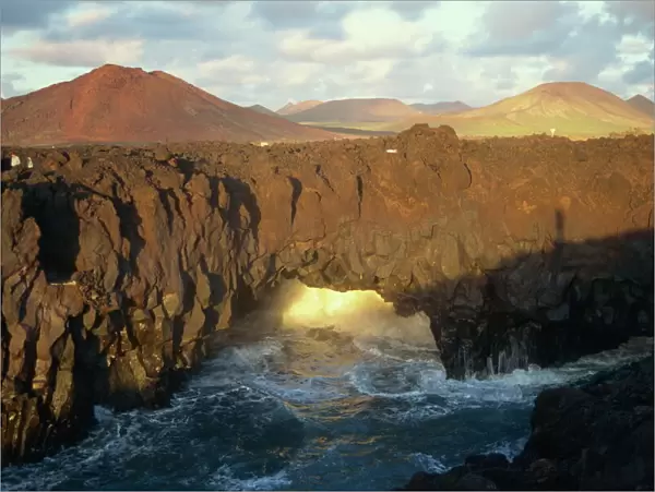 Crashing waves meet the lava fields, El Golfo, Lanzarote, Canary Islands