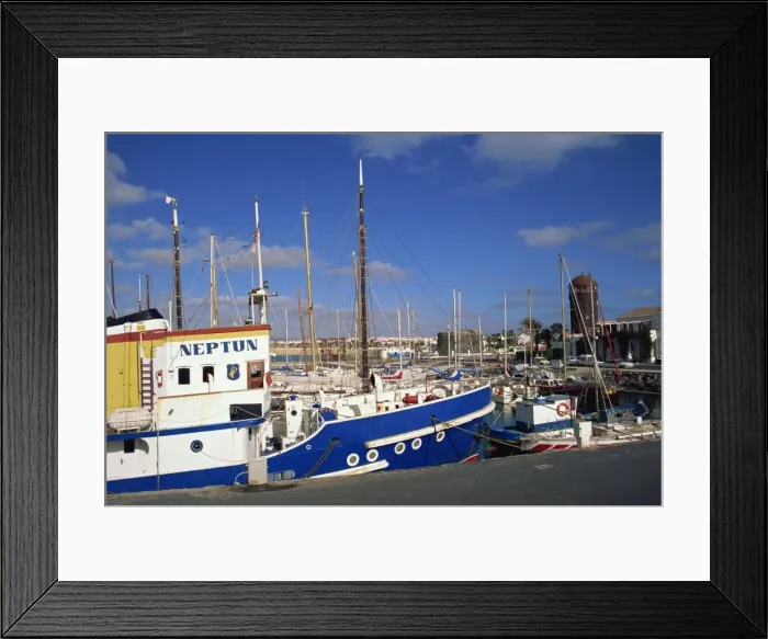 Framed Print : Harbour, Caleta de Fustes, Fuerteventura, Canary Islands, Spain, Atlantic, Europe