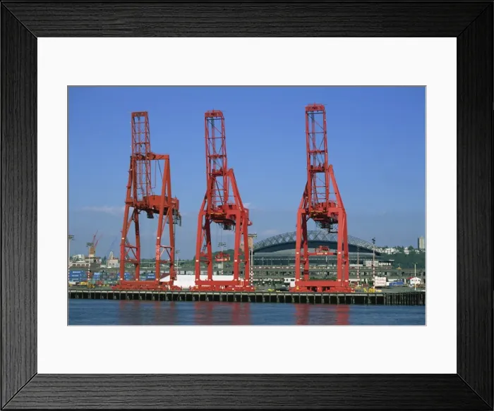 Framed Print : Dockside cranes, Seattle, Washington state, United States of America, North America Framed Print : Dockside cranes, Seattle, Washington state, United States of America, North America