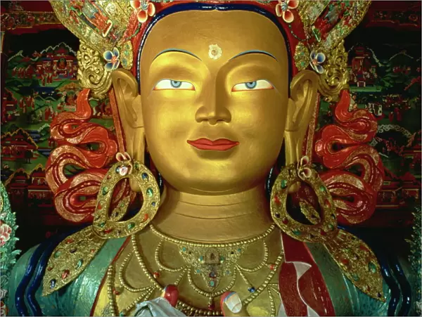 Statue of Maitreya (The Future Buddha), Tikse Gompa, Ladakh, India, Asia