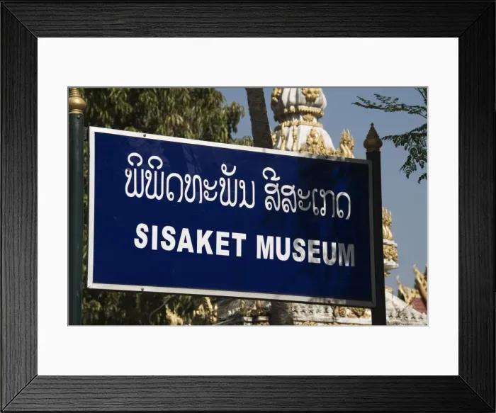 Framed Print : Sisaket museum sign, Vientiane, Laos, Indochina, Southeast Asia, Asia Framed Print : Sisaket museum sign, Vientiane, Laos, Indochina, Southeast Asia, Asia