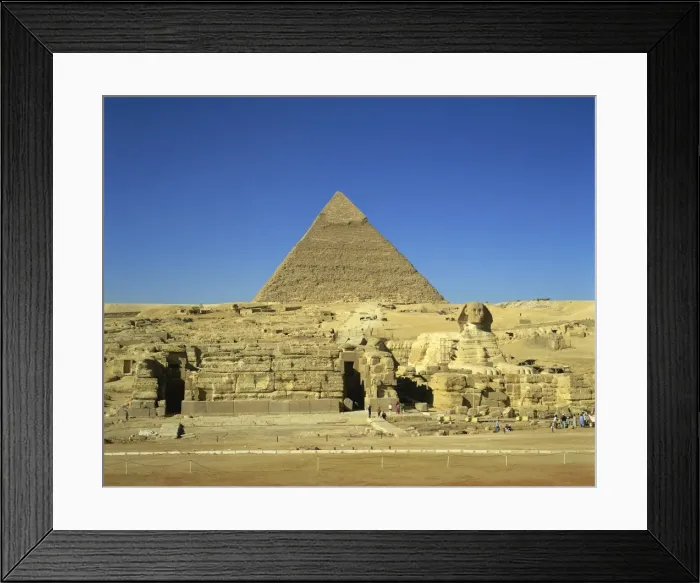 Framed Print : The Great Sphinx and Cheops Pyramid, Giza, UNESCO World Heritage Site, Cairo