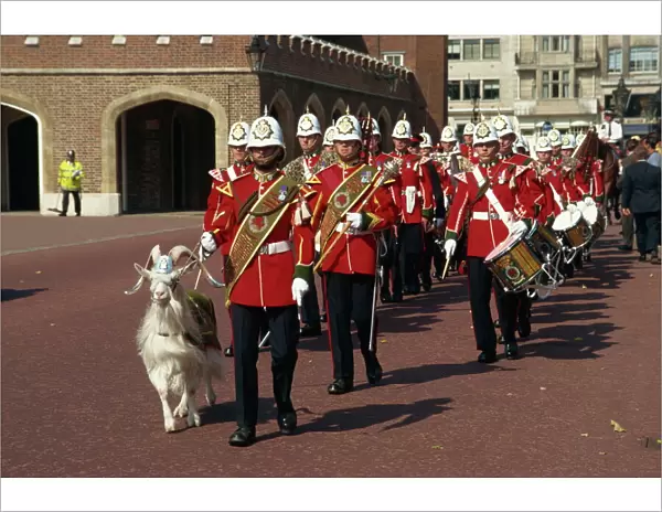 Gibraltar Regiment Band with goat mascot, London, England, United Kingdom, Europe